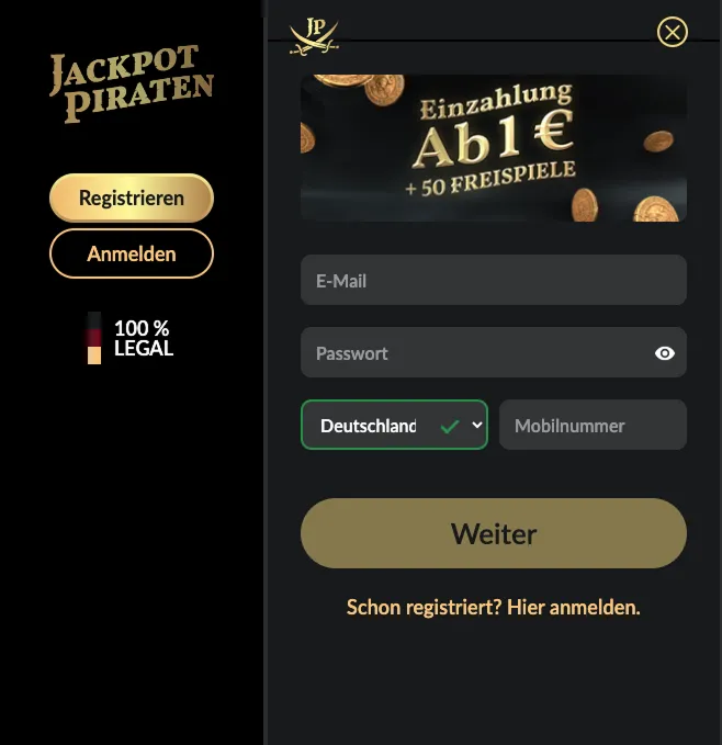 Jackpotpiraten Registrieren